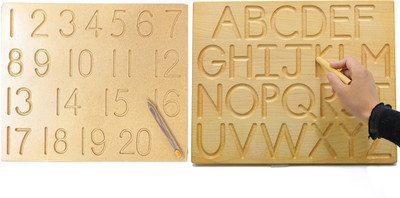SHALAFI 1-20 Mathematics Numbers & English Alphabet Tracing Board Writing Practice Slate(Beige)