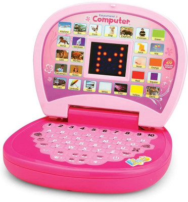 Aikam Traders Laptop for Kids with LED Display, Alphabet ABC and 123 Number Learning Computer(Pink)