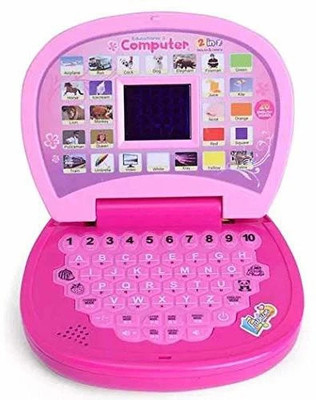 JR CLUB Educational Learning Laptop for Kids with LED Display, Alphabet ABC(Pink)