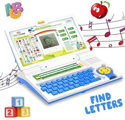slenderopal Educational Computer ABC and 123 Learning Kids Laptop with LED Display and Music(Blue)