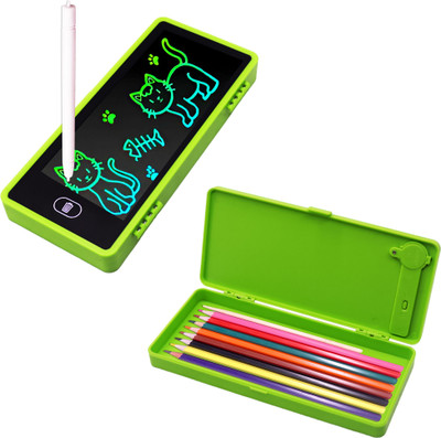 AZEENA 2in1 Writing Tablet Pen/Pencil Box for Kids,LCD Digital Slate with Erasable Pen(Multicolor)