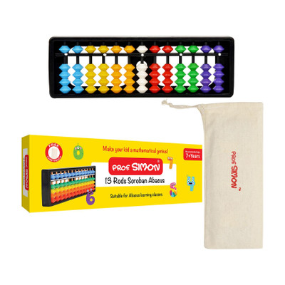 Prof. Simon 13 Rods/Digits Soroban plastic Abacus with colorful beads, Kids Maths learing Tool(Multicolor)
