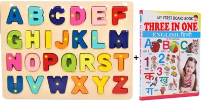FORSIKHA ABCD Learning Toy Capital Letters AToZ English Alphabets Jigsaw Puzzle+3in1 Book(Beige, Multicolor)