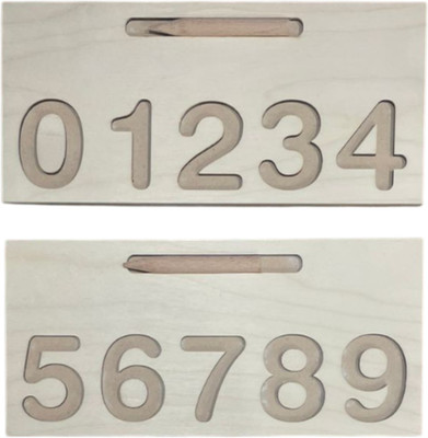 ZUVOY Wooden Number Tracing Board – Montessori Learning Toy|1-9 Writing Practice Board(Beige)