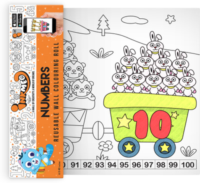 Inkmeo Numbers Alphabet Reusable Wall Colouring Roll(Orange)