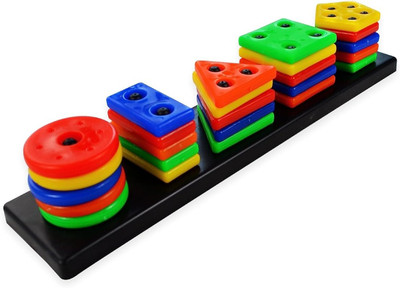 jmv Geometric Shaped Blocks Building Puzzle Toy for Toddlers |Learning Toys(Multicolor)