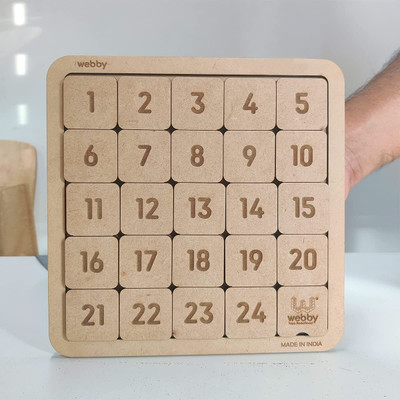 Lattice Counting Number Slide Game, Brain Teaser Wooden Puzzle, 8X8(Beige)