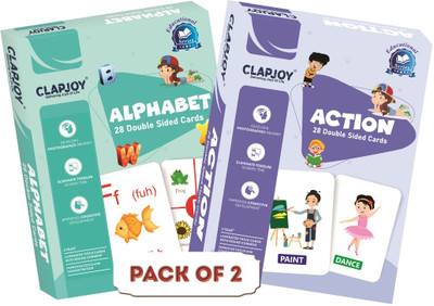 Clapjoy Alphabet & Action Words Double Sided Flash Cards for Kids 2 year & above(Multicolor)