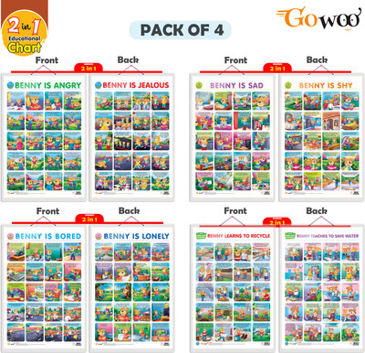 GO WOO SET of 4 BENNYISANGRY&BENNYISJEALOUSBENNYISBORED&BENNYISLONELY,SAD&SHY and MORE(Yellow)