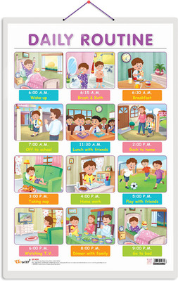 GO WOO DAILY ROUTINE Educational chart with Big font and Dust resistant Lamination(Purple)