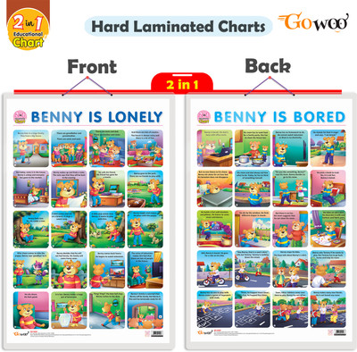 GO WOO 2 IN 1 BENNY IS BORED AND BENNY IS LONELY Educational chart with Lamination(Blue)