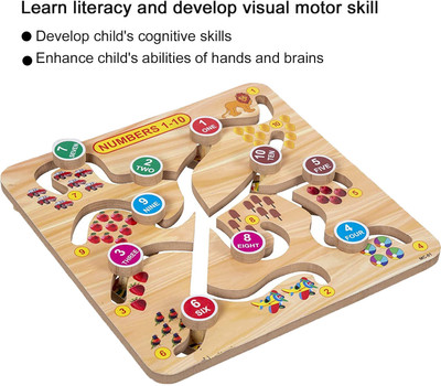 SHALAFI Math Counting Moving Match Puzzle Learning Board Early Educational Activity Game(Beige, Multicolor)