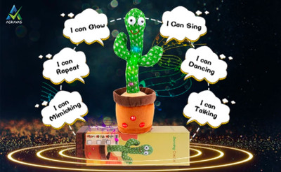 AGRAVAS Dancing Cactus Talking Toy can Recording and Repeat Your Words for Education(Multicolor)