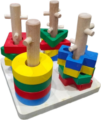 Ele Mart Wooden Shape Sorting Puzzle Toy(Multicolor)