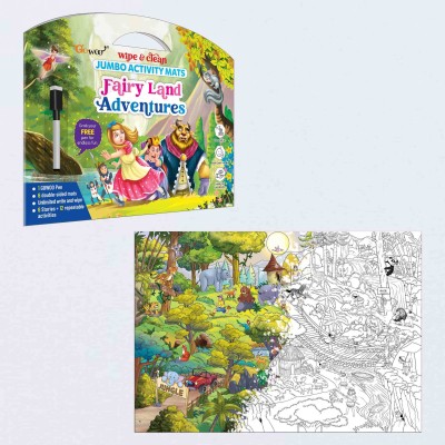 GO WOO FAIRY LAND ADVENTURES and GIANT JUNGLE SAFARI COLOURING POSTER | combo of 2(Multicolor)