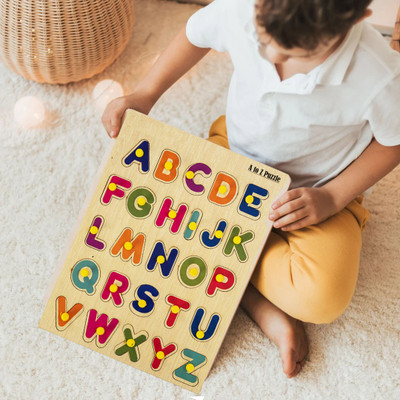 GAMLOID Best Return Gift Alphabet Puzzle Educational Learning ABC Letters Board Toy(Brown)
