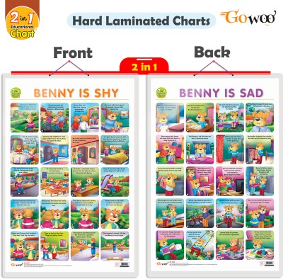 GO WOO 2 IN 1 BENNY IS SAD AND BENNY IS SHY Educational chart with Lamination(Orange)