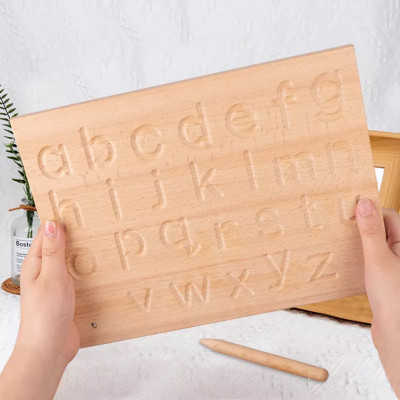 Plus Shine Learning & Educational Small Alphabet Board Hand Writing Tracing Board Slate(Beige)