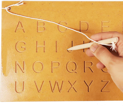 Plus Shine Alphabet Tracing Slate ABC Trace Letters Capital Alphabet Writing Practice Board(Beige)