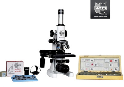 ESAW AWARDED-2020 Biological Microscope 100x -1500x with 50 Prepared Glass Slides(White, Black)