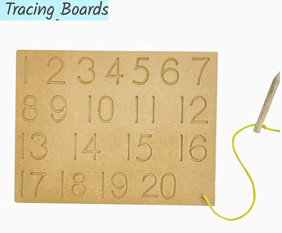 Plus Shine Learn to Write 1-20 Counting Writing Practice Tracing Boards Montessori Toys(Brown)
