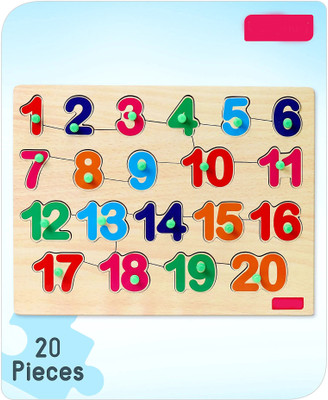ELEXN New Arrival 1 To 20 Number Learning Toy Preschool Colorful Knob Puzzle Toddlers(Multicolor)