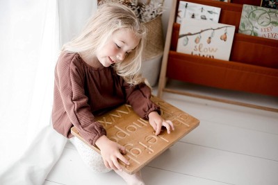 Plus Shine Writing Practice Boards Small english abc wooden tracing board with dummy pencil(Beige)