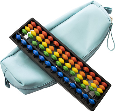Spillbox Abacus Math Learning Kit for Kids 13 Rod Multicolor with Square Pouch -LBlue(Blue)