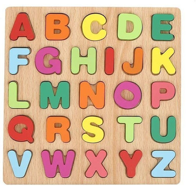 Qutoo Box Wooden Learning Educational Board | Alphabet Puzzle Toys for 2+ Years Boy & Girl(Multicolor)