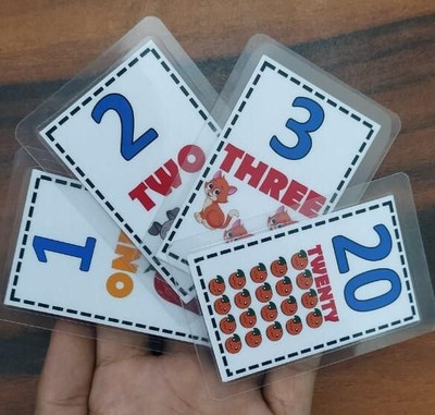 vinayak computers 1-20 Numbers Laminated Flash Cards with Both Side Printing (20 Cards)(Multicolor)