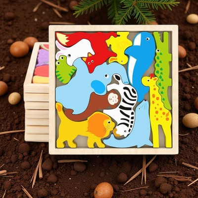 VHD Multicolor Wooden Animal Puzzle – Fun & Educational Toy for Kids AW13(1 Pieces)