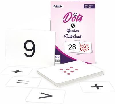 Clapjoy Fun with Dots & Numbers Flashcards for kids for 6+ Months | 100 Flash Cards
