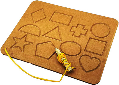 ARVANA Geometric Shape Tracing Practice Board Shapes Educational Puzzle Learning Toys(Beige)