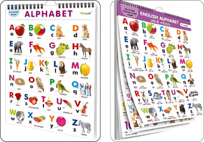 SHINI LIFESTYLE Spiral Charts & Hindi-English ABCs and More – Complete Learning Set(White)