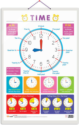 GO WOO TIME Educational chart with Big font and Dust resistant Lamination(White)