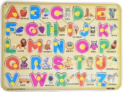 RPC99 Wooden Alphabet Educational Board Read&Learn Alphabet Board ABCD Learning(Multicolor)