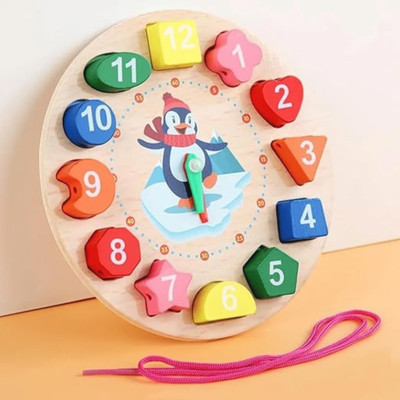 Luxen Wooden Shape Sorting Clock, Educational Learning Toy with Numbers 1-12(Multicolor)