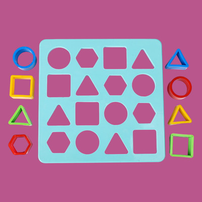 Nafhotoz Square Blue Puzzle with Shapes | Montessori Board Game for Toddlers(Multicolor)