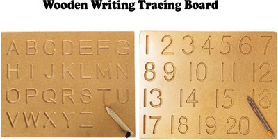 SHALAFI Alphabet and Number Tracing Learning Educational Board Counting Writing Slate(Beige)