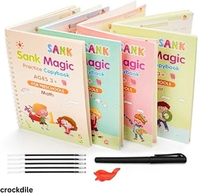 crockdile Practical Preschool Learning: Workbook Set with Grip Pen(Red)