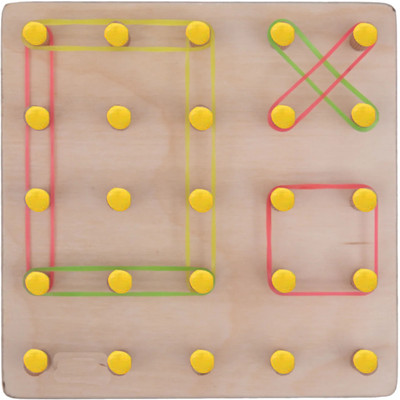 Plus Shine Wooden Geoboard Mathematical Manipulative Material Array Blocks Geo Board(Beige, Multicolor)