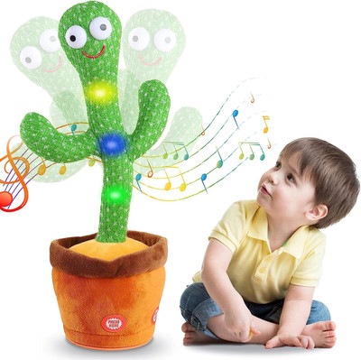 SOKT Dancing Cactus Repeats What You Say, Electronic Plush Toy with Lighting, Singing(Green)