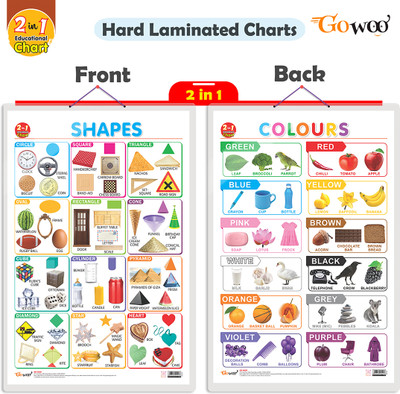 GO WOO 2 IN 1 COLOURS AND SHAPES Educational chart with Lamination(Blue)