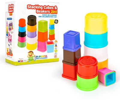 ZWINKO Build Up Stacking Cubes 2 in 1 for Kids ( Multi Colored )(Multicolor)