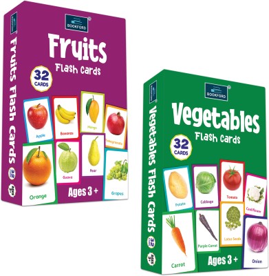 BOOKFORD Flash Cards - Set of 2 Flash cards For Kids - Fruits , Vegetables(Multicolor)