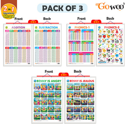 GO WOO Packof3|ADDITION&SUBTRACTION,PHONICS1ANDPHONICS 2&BENNYISANGRY&BENNYISJEALOUS|(Multicolor)