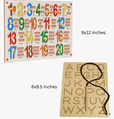 APD 1 to 20 Numbers Puzzle Board and A to Z reading with writing Practice board(Multicolor, Brown)