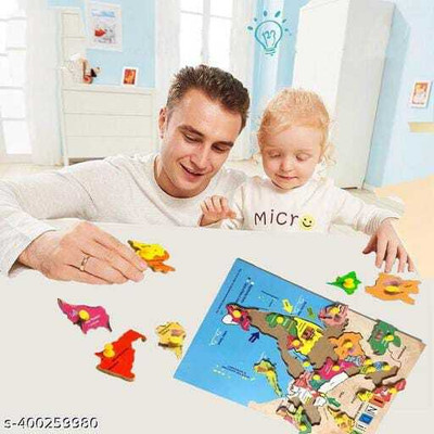 ARIZON 2025 new wooden Educational learning Map Board Puzzle for kids(Multicolor)