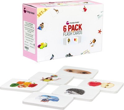 hungry brain Pack of 6A Flash cards 144 real image cards for kids early learning 3mos to 6yrs(Multicolor)