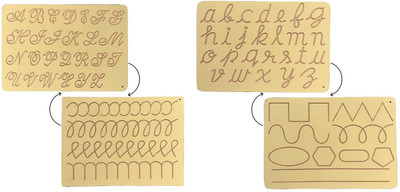 REWASHREE CRAFT WORLD Cursive Alphabet Tracing Boards Small & Capital Letters Wooden Set(Brown)